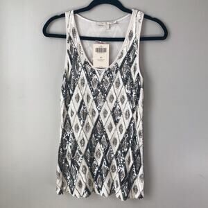 Boston proper xs pattern sequin tank white gray sparkly embellished party fancy